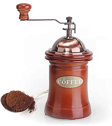 WANGLXST Manuelle Kaffeemühle, Retro Handkaffeemühle Edelstahl Einstellbar, Mini Kompakte Handkaffeemühle Für Home Office Reisen, Brown