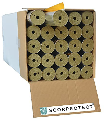 Scorprotect® Scorprotect® voller Karton Alukaschierte Rohrschale Rohrisolierung Steinwolle mit 0.040 Wärmeleitfähigkeit (Steinwolle, 18 x 30 mm x 1 Meter)