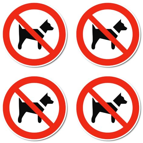 Signo de prohibición para llevar perros P021 – DIN EN ISO 7010 / ASR A1.3 – Pegatinas: Ø 10 cm, 4 unidades