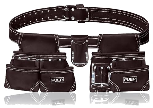Strapazierfähige Werkzeugtasche aus Leder mit 19 Fächern, Mehrzwecktaschen, Arbeits-Organizer, Tasche, Rahmen, Handwerker und Elektriker, Werkzeugtaschen-Set (Schokolade)
