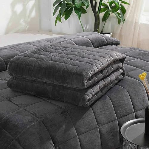 Brit House Premium Velvet Weighted Gravity Blanket for Anxiety Autism Depression Relief Sleep Therapy Blanket Like Down Duvet Quilt (Charcoal Grey, Large (150x200) cm (15lbs))