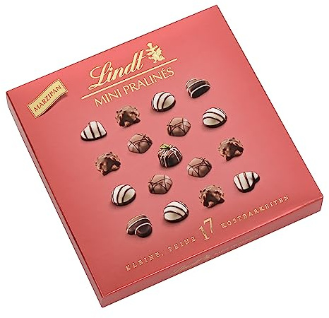 Lindt Schokolade - Marzipan Mini Pralinés 90 g Pralinen-Schachtel mit je 17 Pralinen in 6 köstlichen Sorten Pralinengeschenk Schokoladengeschenk, 1