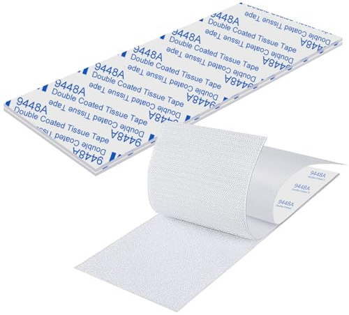 Nastro Biadesivo 2 Pezzi Extra Forte,Strappo Autoadesivo Resistente All'acqua Bianco Stretch Strisce Biadesivo Non Marcante Nylon 20cm×10cm per Casa, Ufficio, Garage