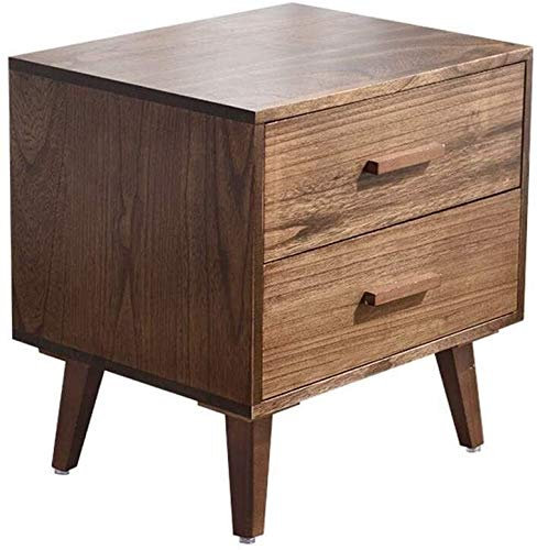 ANIFM Table de Chevet Simple Table de Chevet pour Chambre Bureau Table de Chevet en Bois Massif Nordique, Chambre Couleur Noyer 2 Couches Lit Japonais Simple Rangement Moderne Armoire de Rangement