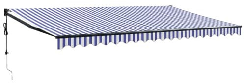 vidaXL Toldo Retráctil Automático, Toldo Eléctrico con Motor, Sombrilla Colgante de Pared, Toldo para Balcón Patio Tienda, Azul y Blanco 5x3 m