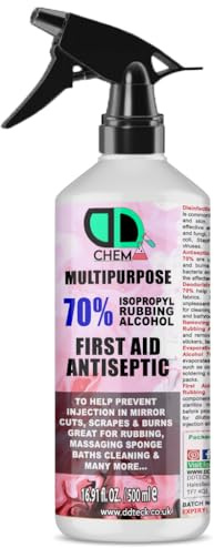 DD 70% Isopropyl Rubbing Alcohol First Aid Antiseptic, Disinfectant, Cleanser & Cleaning for Household, Hospitals, Office, Remove Stains, Grease & Paint, Cleans (500ml Spray)