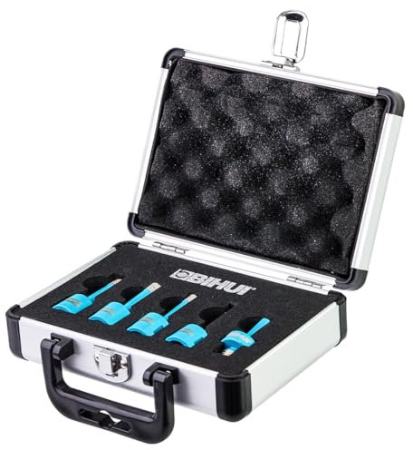Set di punte diamantate BIHUI - Kit di corone per la perforazione di gres porcellanato, marmo, ceramica - Progettato per utilizzo radiale. (6, 8, 10, 12 + adattatore per trapano.)