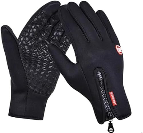 Freezer Thermo Handschuhe, Warme Winterhandschuhe mit wasserabweisender Beschichtung und Touchscreen-Funktion, ideal für Outdoor-Arbeiten, Laufen und Radfahren (‎Schwarz, L)