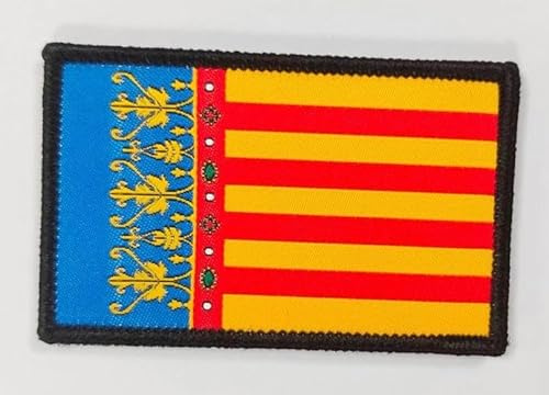 Parches Bordados Bandera Comunidad Valenciana con Colores Oficiales - Escudo bordado - Parches Moteros Bordados - Parches Militares (Bandera Comunidad Valenciana)