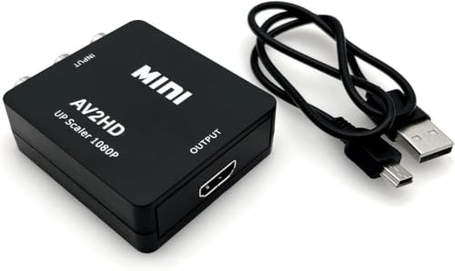 JZK Adaptador para convertidor RCA a HDMI, convertidor de audio de vídeo compuesto 1080P AV a HDMI para PC/Xbox/TV/STB/VHS/VCR/grabadora de DVD y soporta PAL/NTSC