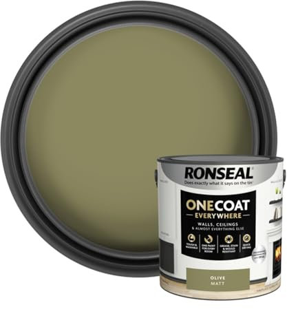 SAVING HUB Wall & Ceiling Paint - 2.5L One Coat Everywhere Matt Paints - Tough & Washable Walls Paint Matt - Quick Drying Matt Paints for Ceiling - Grease, Stain & Mould Resistant (Olive)