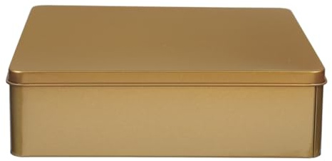 MAGICLULU Square Candy Storage Tinplate Box 7.87X7.87X2.17In Reusable Metal Cookie Biscuit Box with Lid for Party Favors and Home Organization