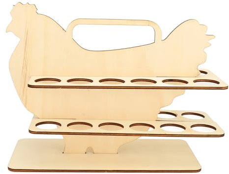 Egg Rack Hen Shape Can Hold 24 Eggs Wooden Egg Storage Rack Creative Storage Holder Double Layer Countertop Egg Stand Wooden Storage Basket for Rustic Kitchen