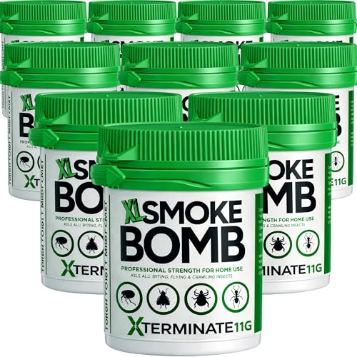 Xterminate XL 11g Smoke Bomb Fogger Killer For Fleas, Bed bug, Carpet Moths, Cluster Fly, Silverfish, Carpet Beetle Insects (HSE Approved And Tested) (10 x 11g)