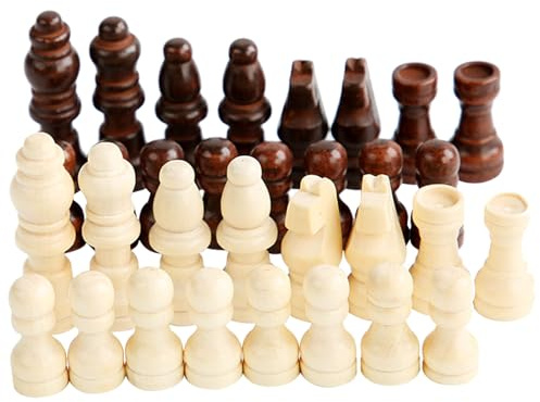 XuQiZZpp 32 Stück Schachfiguren aus Holz, internationales Schachfiguren, Turnier, Holz, Schachfiguren, handgeschnitzte Figur