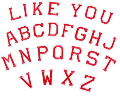 52 Stück Aufnäher zum Aufbügeln mit Buchstaben, Alphabet, Aufnäher von A bis Z, Kleidung, bestickte Buchstaben-Applikationen, Stoff, zum Aufnähen, dekorative Reparaturflicken in Rot