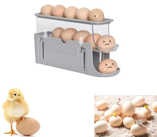 Automatischer Eierspender mit 3 Etagen, Eierspender für Kühlschrank, automatisches Rollen, Kühlschrank-Eier-Organizer, Küchen-Eier-Organizer (-3118240086211)