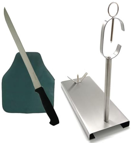 CUPERINOX Professional Stainless Ham Stand with Non-Slip Base for Hams and Palettes, Includes Knife | Elite Collection Ham Holders