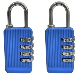 Dafape Kombination Locker Lock, 2 Paket 4 Siffror Gym Hänglås Utomhus Staket Bagageförvaring Ryggsäck Skåp Resa (blå)
