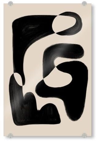 artboxONE Acrylglasbild 60x40 cm Abstrakt Abstrakter beige schwarz - Bild minimaler Abstrakter Kunst beige schwarz
