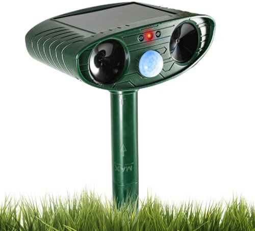 tlidfgeo Cat Repellent for Gardens UK, Ultrasonic Fox Repellent, Solar Animal Repeller, Outdoor Waterproof Cat Deterrent with Motion Sensor for Farm Garden Yard Foxes Cats Birds Squirrels Deterrent