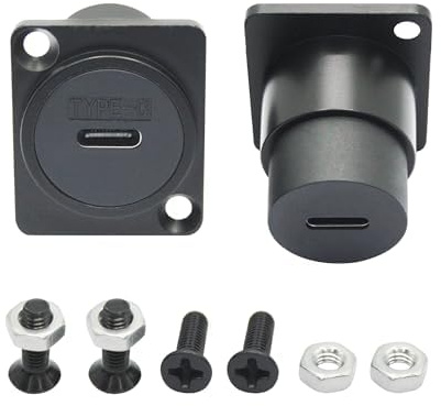 Riertostng 2Pcs USB 3.1 Panel Mount Connector Socket, D-Type USB Type C Female to Female Panel Fixed Pass Through Module with Install Screw, 10Gbps High Speed Data Extension Adapter