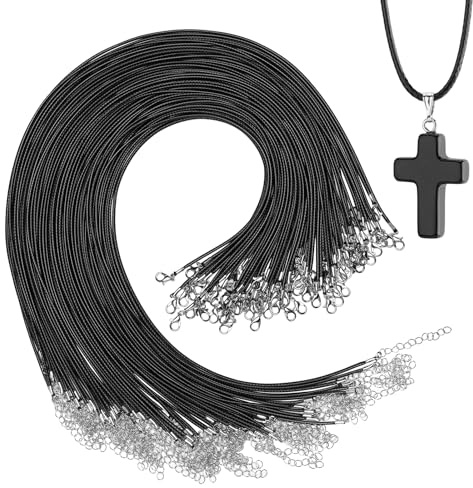 Luxeu Cordino per Collane, 60 Pezzi Cordino Cerato per Collane, Cordoncino Cerato con Chiusura, Cordoncino per Braccialetti, Gioielli Fai da Te, Ciondoli, Artigianato (Nero)