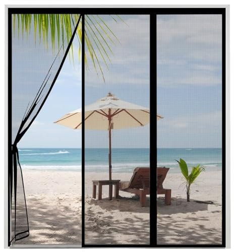 Store Moustiquaire Fenetre De Toit 270x185cm Noir Anti-Mouche Insectes Rideau Porte Rideau Antimoustique Coulissante Double Porte Patio Moustiquaire