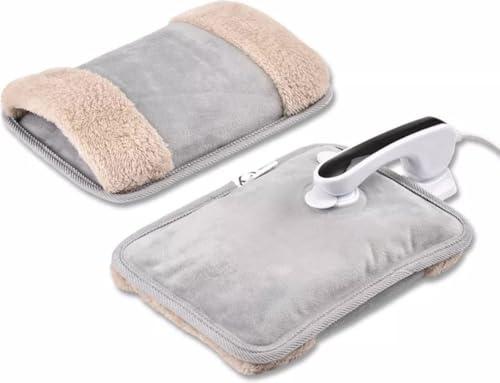 Luxema Elektrische Wärmflasche mit Handwärmer – Kabellos & Wiederaufladbar – Heizkissen für Bauch, Nacken, Rücken & Bett – Grau