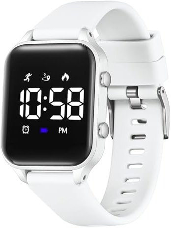 Timever orologio digitale bambina bambini con contapassi,sveglia,cronometro,luce,data-orologio per ragazzi e ragazze senza app e telefono con cinturino in silicone
