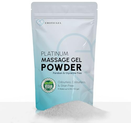 Polvo de Gel de Masaje Nuru Japonés Platinum 500g, Hace 50 Litros | Fórmula neutra para mezclas propias, de Japón. Vegano, sin perfume, sin parabenos ni glicerina. Base agua, hace 50 litros