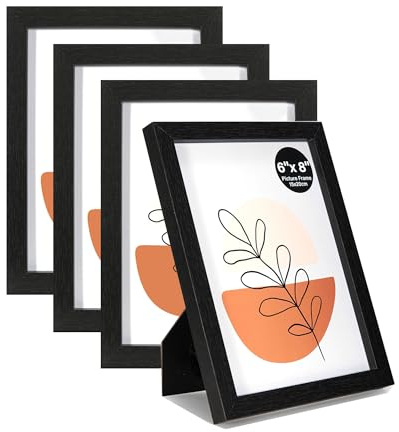 KAIWIN Bilderrahmen 15x20cm 4er-Set, Fotorahmen mit Acrylglas, Horizontal oder Vertikal für Wandbehänge oder Tischdekoration, Schwarz