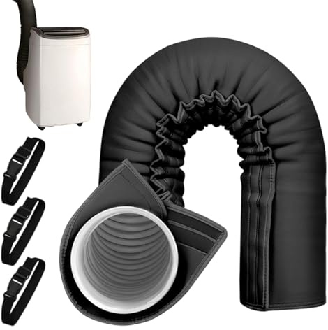 Krmoau Gaine Isolante pour Tuyau de Climatiseur,Housse De Protection Pour Tuyau De Climatisation - Accessoires Pliables Et Lavables Avec 3 Sangles Réglables Pour Intérieur Extérieur Maison Hôtel