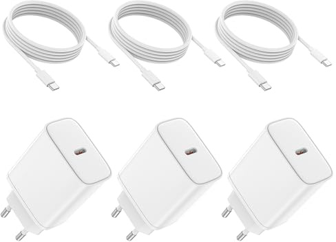 45W Chargeur USB C Rapide for iPhone 17 16 15/17 16 15 Pro/17 16 15 Pro Max/17 Air/16 15 Plus/iPad Pro/iPad Air, Samsung S25 S24 S23, 3-Pack Prise Adaptateur et Type C 2M Cable Secteur Fast Charger