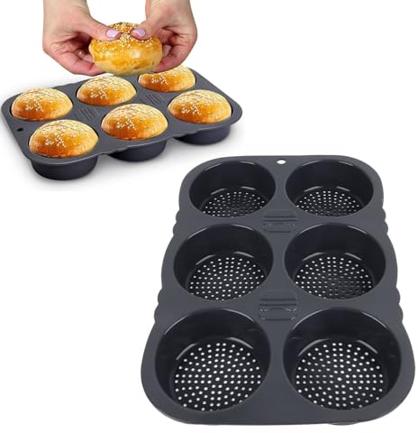 6 padelle per panini hamburger di cavità, resistenze di calore riutilizzabili pieghevoli silicone hamburger pane stampo per
