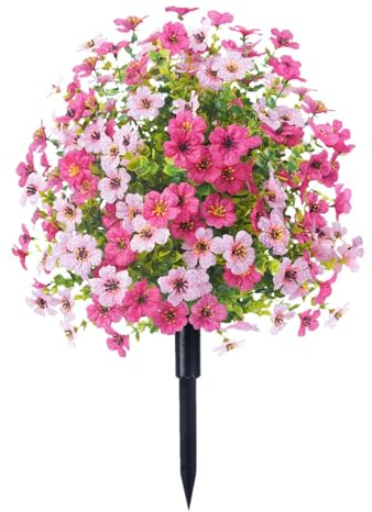 60 CM Large Artificial Plants Topiary Ball Trees Outdoor with Ground Spike UV Resistant with Stake,Fake Shrubs Eucalyptus Plant Bushes for fall Porch Garden (C, One Size)