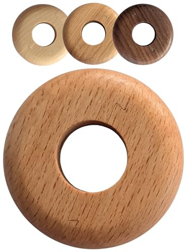 Gedotec Heizungsrohr Rosette aus Echtholz – 2 Stück Heizkörper Rundrosette Ø 16 mm, Buche gedämpft lackiert – Abdeckung für Heizungsrohre rund – Heizkörper Rosette aus Massivholz mit Stecksystem