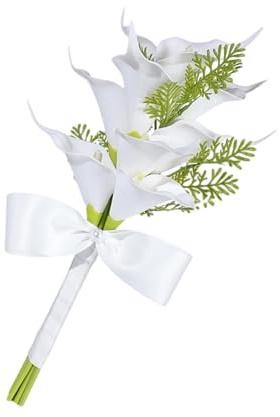 Maigridy Bouquet floreale bianco tradizionale in seta composizione di nozze leggero calla fiori per sposa decorazione festa nuziale bouquet di nozze calla artificiale