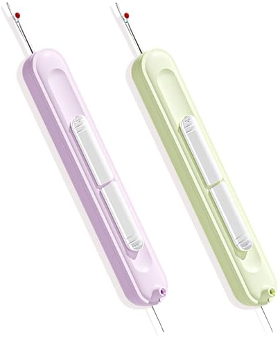 2 Pcs Needle Threaders,2 in 1 Needle Threader Multifunctional Seam Ripper Unpicker Thread Stitch Tool Stretchable Threading Easy Machine Portable,for Hand Sewing Knitting Embroidery Thread Removal