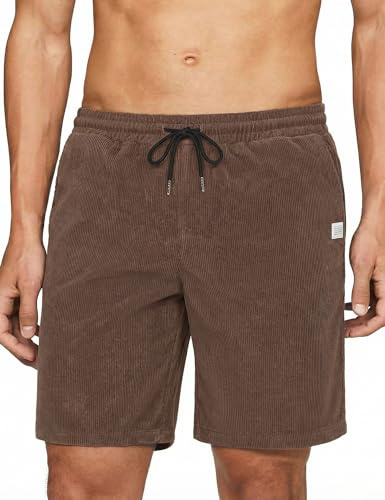 iClosam Short Homme Velours Côtelé Bermuda Décontracté Cordon,S-3XL | Velours côtelé doux avec taille élastique et cordon ajustable, coupe confortable pour le quotidien et les moments de détente