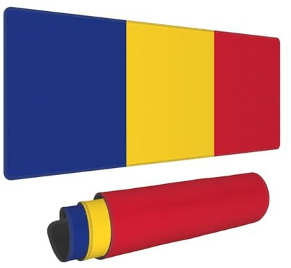 Large Flag of Romania Print Mouse Pad Office Desk Mat Keyboard pad for Gaming Office & Home,30 x 80 cm.