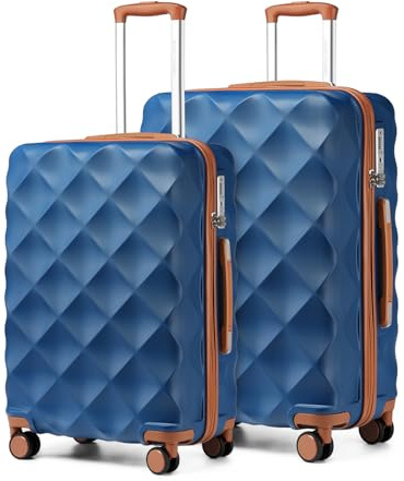 British Traveller 2-teiliges Kofferset Hartschalen Reisekoffer TSA Schloss | 2-teiliges Hartschalenkoffer Set mit 57L und 91L Volumen, TSA Schloss, 360° Rollen für Paare, Urlaub und lange Reisen
