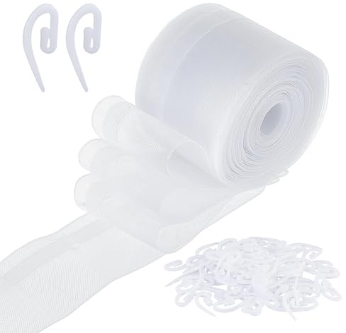 nbeads 25 m/27.34 Yards Gardinenfaltenband 7.4cm/2 7/8 Zoll Transparentes Wellen Vorhangband Aus Nylon Mit 400 Vorhanghaken Für Vorhänge Faltenband Für Gardinen