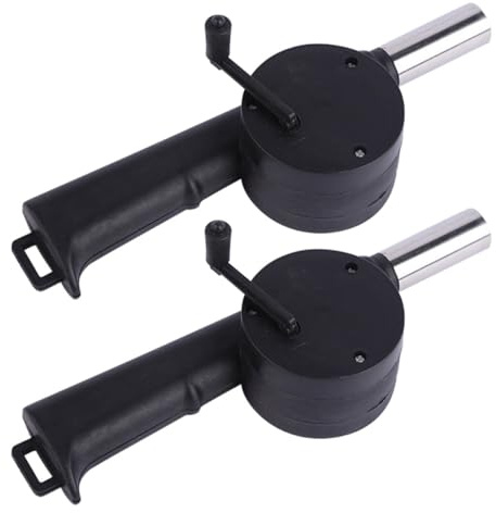 BESTOMZ 2 Stück Manuelle Luftgebläse für Holzkohlegrills Tragbares Barbecue Cooking Tool aus Kunststoff und Eisen Praktisches Grillzubehör für Camping und Grillen