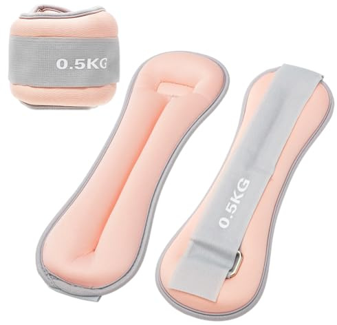 CEWROM Viktmanschetter, set med hand och fot, 2 st justerbara ankelvikter, viktmanschetter hand, fotvikter och fotledsvikter för nybörjare och barn dansrörelse ros (0,5 kg)