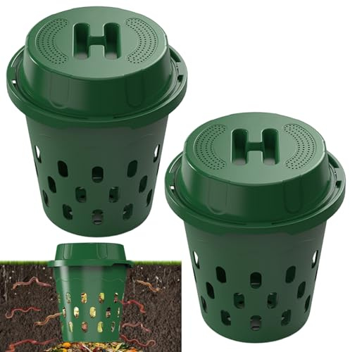 YQNISCU Compostador de lombrices en el Suelo, compostador de lombrices de 12 litros for Camas de jardín y Uso doméstico, contenedor de vermicompostaje for Principiantes, Verde.
