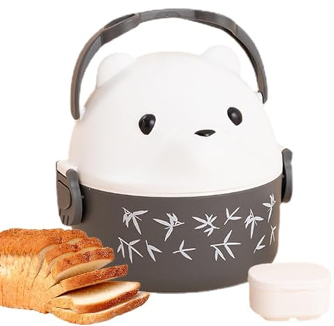 Scatola da pranzo a microonde,Lunch Box Per Orso Occhiali - Dispositivo di raffreddamento per pranzo resistente all'acqua della scatola da pranzo impermeabile con maniglia, borsa tote per