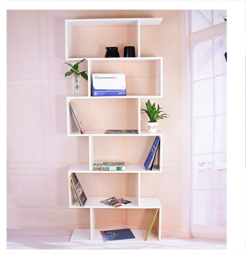 Amantine Étagère Style Échelle Bibliothèque Rangement Livre Fleur 6 Étagères pour Salle de Bain, Salon, Jardin, Taille: 80 * 23 * 192cm, Poids: 24kg (Blanc)