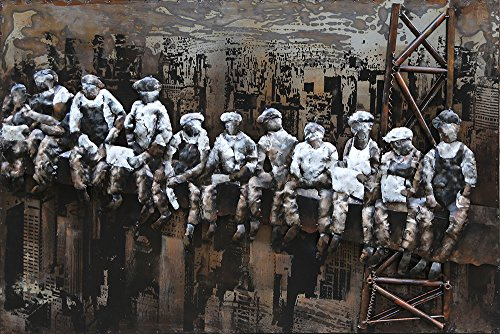 Vintage Line Handgefertigtes Metallbild Wandbild Verschiedene Größen Kunst Bild 3D-Optik (Metallbild Worker (ca. 120x80 cm))