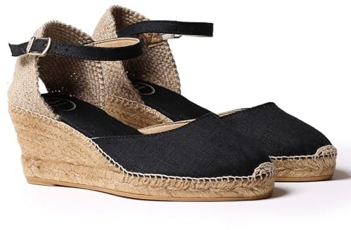 Women's linen espadrille - CALDES - Black, 37 EU